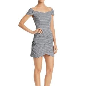 AQUA Gingham Off-Shoulder Dress